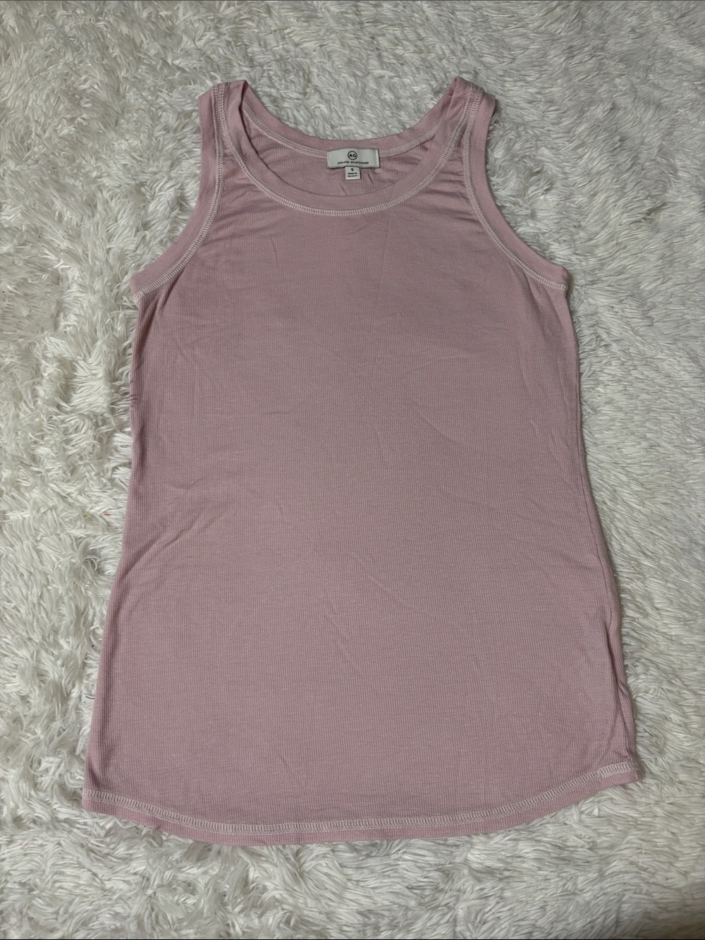 NWOT AG Adriano Goldschmied Light Pink Ribbed Scoop-Neck Tank Size S